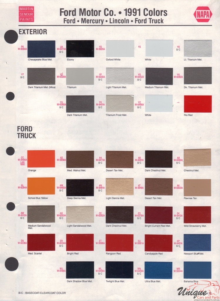 1991 Ford Paint Charts Sherwin-Williams 2